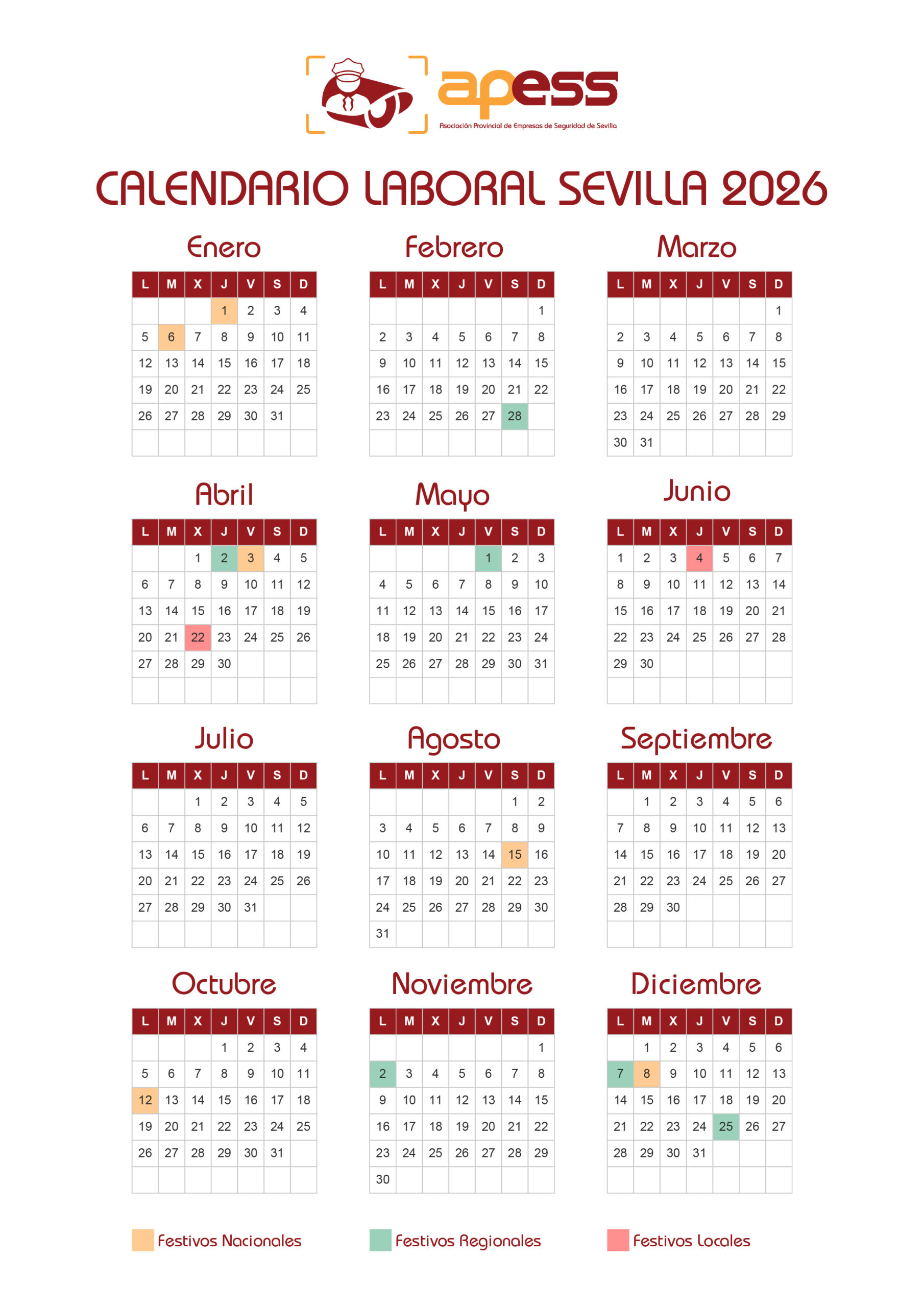 Calendario Laboral Sevilla 2026